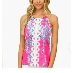 Lilly Pulitzer Annabelle Samba Capri Halter‎ Top Preppy Women zip closure 4
